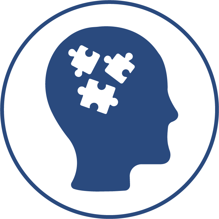 Illustration of a head with puzzle pieces inside